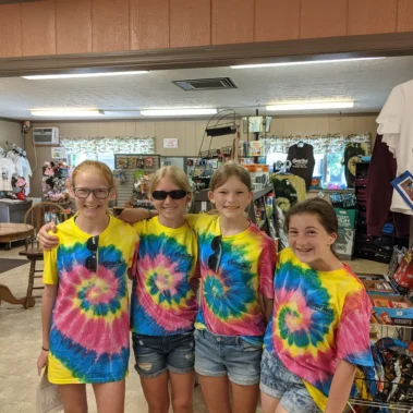 young girls wearing tie dye tshirts